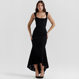 Cynthia - Stilvolles Wickel-Midikleid mit Taillenband – Schwarz