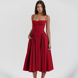 Michaela - Stilvolles und elegantes Midi-Kleid – Rot