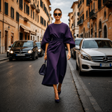 Sonia - Elegantes Kleid mit auffälligen Ärmeln – Lila