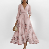 Klarise - Elegantes Kleid mit Wickel-V-Ausschnitt – Rosa