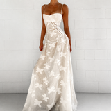 Sandra - Schickes Enganliegendes Maxikleid – Weiß