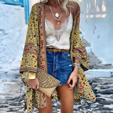 Elegante Boho Strickjacke – Gelb