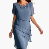 Marlene | Midi-Kleid mit Kurzarm – Blau