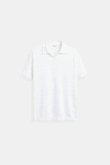 Weißes Strick-Poloshirt mit Strukturmuster – Weiß