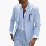 Herren Sommeranzug zweiteilig mit Nadelstreifen und Slim Fit – Blau