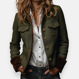 Darmae™ | Elegante Tweedjacke mit Samt-Details – Armeegrün