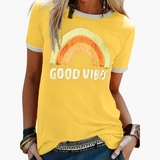Good Vibes Grafik-T-Shirt - für Frauen im Casual-Stil – Gelb
