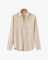 Kai | Lightweight Langarm Herren Sommer Leinenhemd – Beige