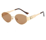 Vintage Damen Sonnenbrille – Klassisch, Klein & UV400 Schutz – Braun/Gold
