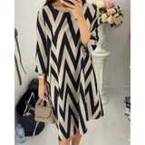 Thalia - Lockeres Zickzack-Kleid – Schwarz