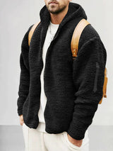 Kapuzenjacke aus Thermofleece - DAVIS – Schwarz