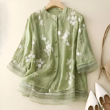 Mathilda | Baumwollbluse mit floralem Muster – Grün