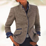 Übergangsjacke Damen Elegant Kurz | Zeitloser Blazer – Hellbraun