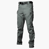 Herren Cargohose mit Stretchbund und Cargo-Taschen für Sommer – Graugrün