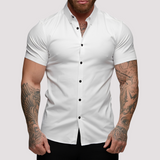 Oscar - Kurzärmeliges Hemd in Slim-Fit-Passform für Herren – Weiß