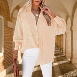 Kate | Gestreift Oversized Hemd – Gelb