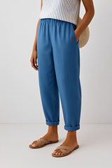 Yunie - Komfortable Hose mit flexiblem Bund – Blau
