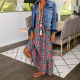 Shalisha - Anmutiges Boho-Kleid mit V-Ausschnitt – Rosa