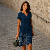 Josette - Lässiges Midikleid mit V-Ausschnitt – Marineblau