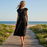 Jelica - Schickes Midikleid mit Falten – Schwarz