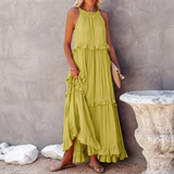 Vessa - Stilvolles Stufen-Maxikleid – Gelb