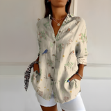 Eleanor - Stilvolle Bluse mit Knopfleiste – Beige
