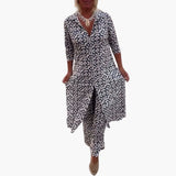 Geometrisches Zweiteiler-Set - Für Damen mit Stil & Komfort – Grau