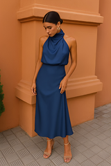 Selina - Schickes ärmelloses Kleid – Dunkelblau