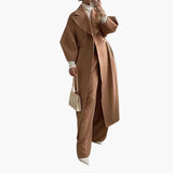 Langer Trenchcoat mit Revers für Damen – Kamel