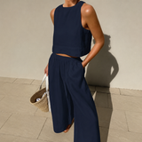 Thelma - Lässiges und Bequemes Hosen-Set – Marineblau