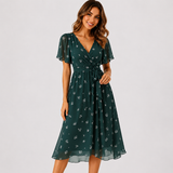 Elsinya - Anmutiges und fließendes Midi-Kleid – Grün