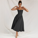 Michaela - Stilvolles und elegantes Midi-Kleid – Schwarz