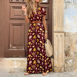 Lunna - Schickes Boho-Maxikleid – Dunkelrot