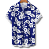 Michael | Hawaiianisches Kurzarmhemd mit floralem Allover-Print – Blau