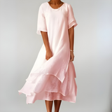 Agnès | Leichte und elegante Baumwolllange Kleid – Rosa
