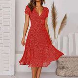 Melisaria – Elegantes Kleid mit Blumenmuster – Rot
