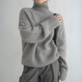 Damen Pullover | Klassischer Strick mit Rollkragen – Grau