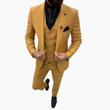 Slim Fit Anzug Set - Herrenanzug 3-teilig für Abendmode – Gelb