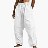 Herren Sommerhose mit weitem Bein und Kordelzug – Weiß
