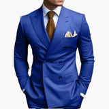 Herren Anzug zweiteilig mit Doppelreiher und Slim Fit Hose – Königsblau