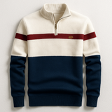 ELSTON HERITAGE PULLOVER MIT VIERTELZIP – Marineblau Weiß