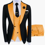 Herren Anzug mit Weste und langärmligem Sakko – Orange