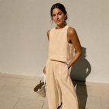 Thelma - Lässiges und Bequemes Hosen-Set – Beige