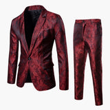 Herren Anzug mit Jacquard Muster für alle Jahreszeiten – Rot