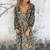 Denise | Kleid mit Leo-Muster – Grün