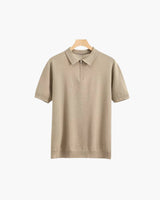 Brooks | kurze Ärmel Männer halb Reißverschluss stricken Poloshirt – Beige