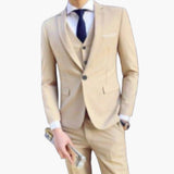 Herren Anzug dreiteilig mit Ein-Knopf Sakko und Weste – Beige
