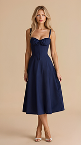 Kiana - Stilvolles Midikleid mit Schlitz – Dunkelblau