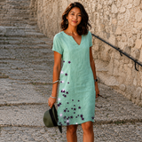 Josette - Lässiges Midikleid mit V-Ausschnitt – Hellgrün