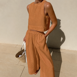 Thelma - Lässiges und Bequemes Hosen-Set – Braun